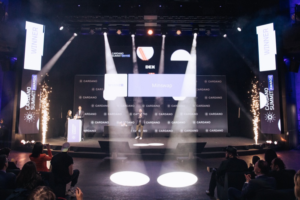 Summit Awards on the Berlin stage, with the same modular blocks running across the screens
